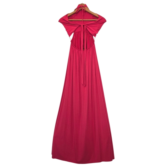RACHEL PALLY Nita Maxi Dress Pink Small Halter Cutout Ruched Resort Boho Goddess - Picture 2 of 9